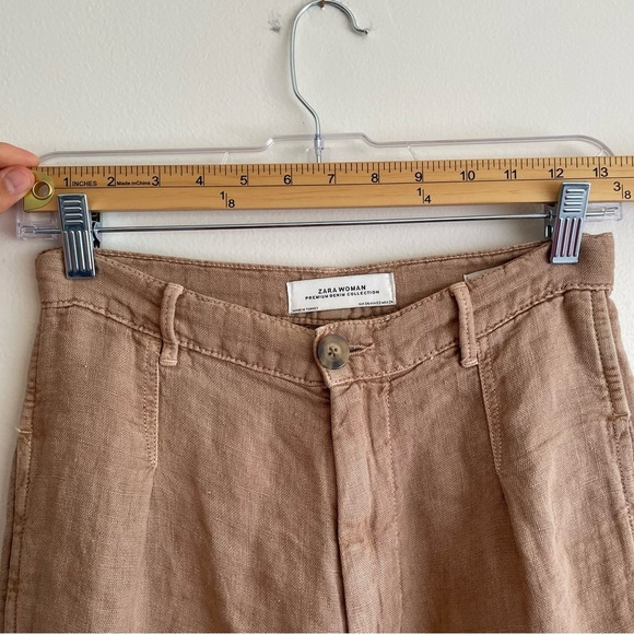 Zara wide leg linen pants trousers high rise blogger fave europe minimalist work - Picture 9 of 13